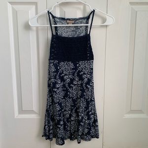 Navy/White Floral Tank Top
